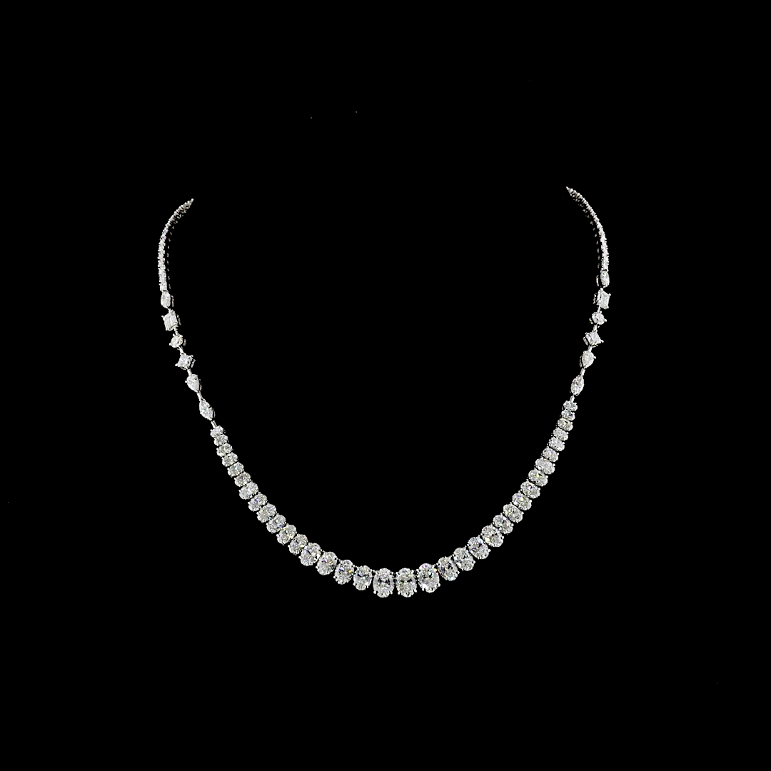 Lab-Grown 14.38 Carat MIX - Diamond 14K White Gold Special Necklace