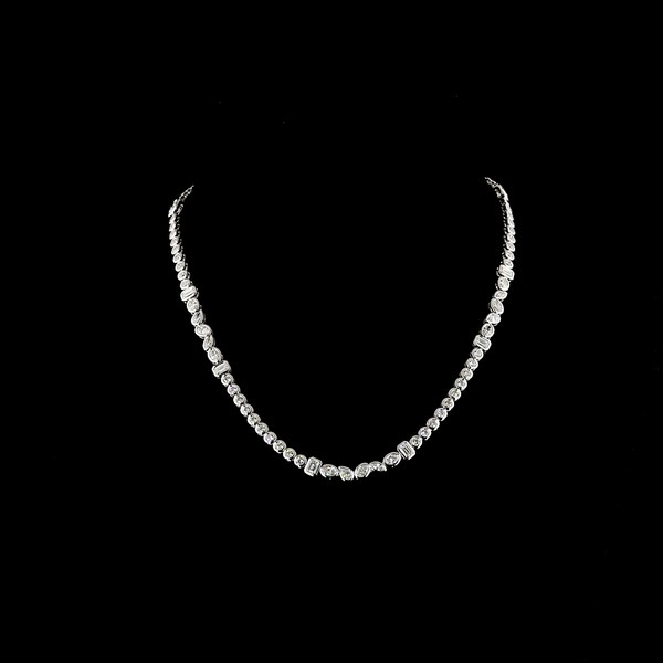 Lab-Grown 10.21 Carat MIX - Diamond 14K White Gold Special Necklace