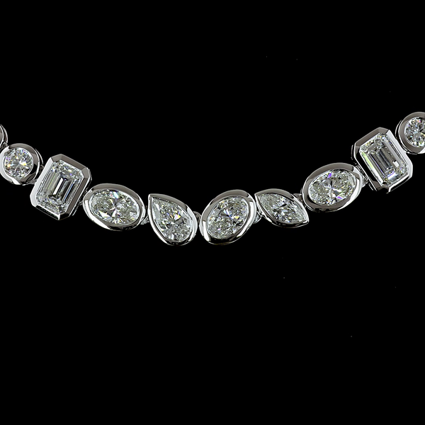 Lab-Grown 10.21 Carat MIX - Diamond 14K White Gold Special Necklace