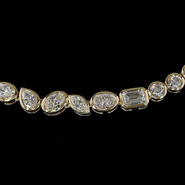 Lab-Grown 9.23 Carat MIX E-VS1 Diamond 14K Yellow Gold Tennis Necklace