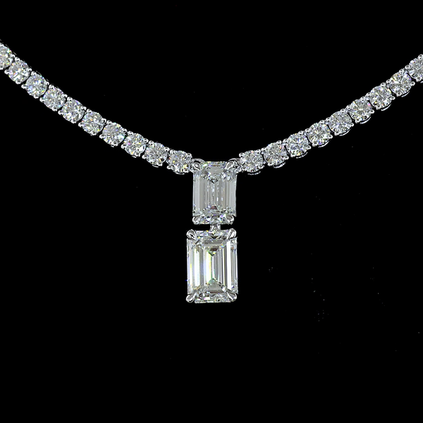 Lab-Grown 7.3 Carat MIX E-VS2 Diamond 14K White Gold Special Necklace