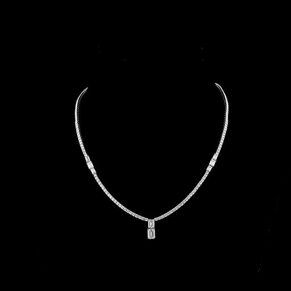 Lab-Grown 7.5 Carat MIX - Diamond 14K White Gold Special Necklace