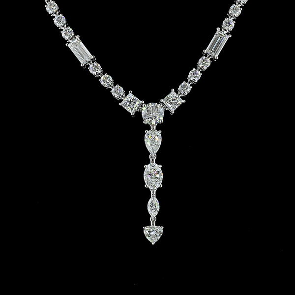 Lab-Grown 9.4 Carat MIX - Diamond 14K White Gold Special Necklace