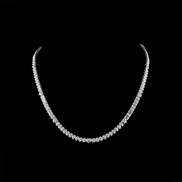 Lab-Grown 7.87 Carat MIX - Diamond 14K White Gold Tennis Necklace