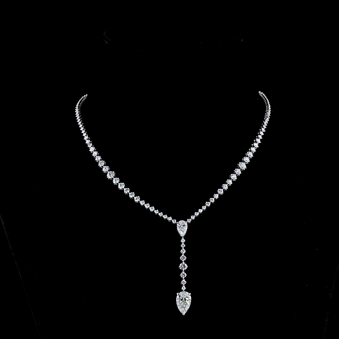 Lab-Grown 9.14 Carat MIX - Diamond 14K White Gold Special Necklace