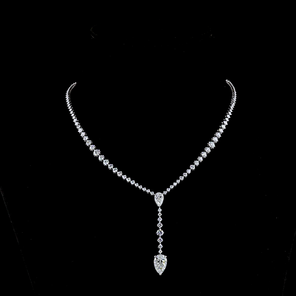 Lab-Grown 9.14 Carat MIX - Diamond 14K White Gold Special Necklace