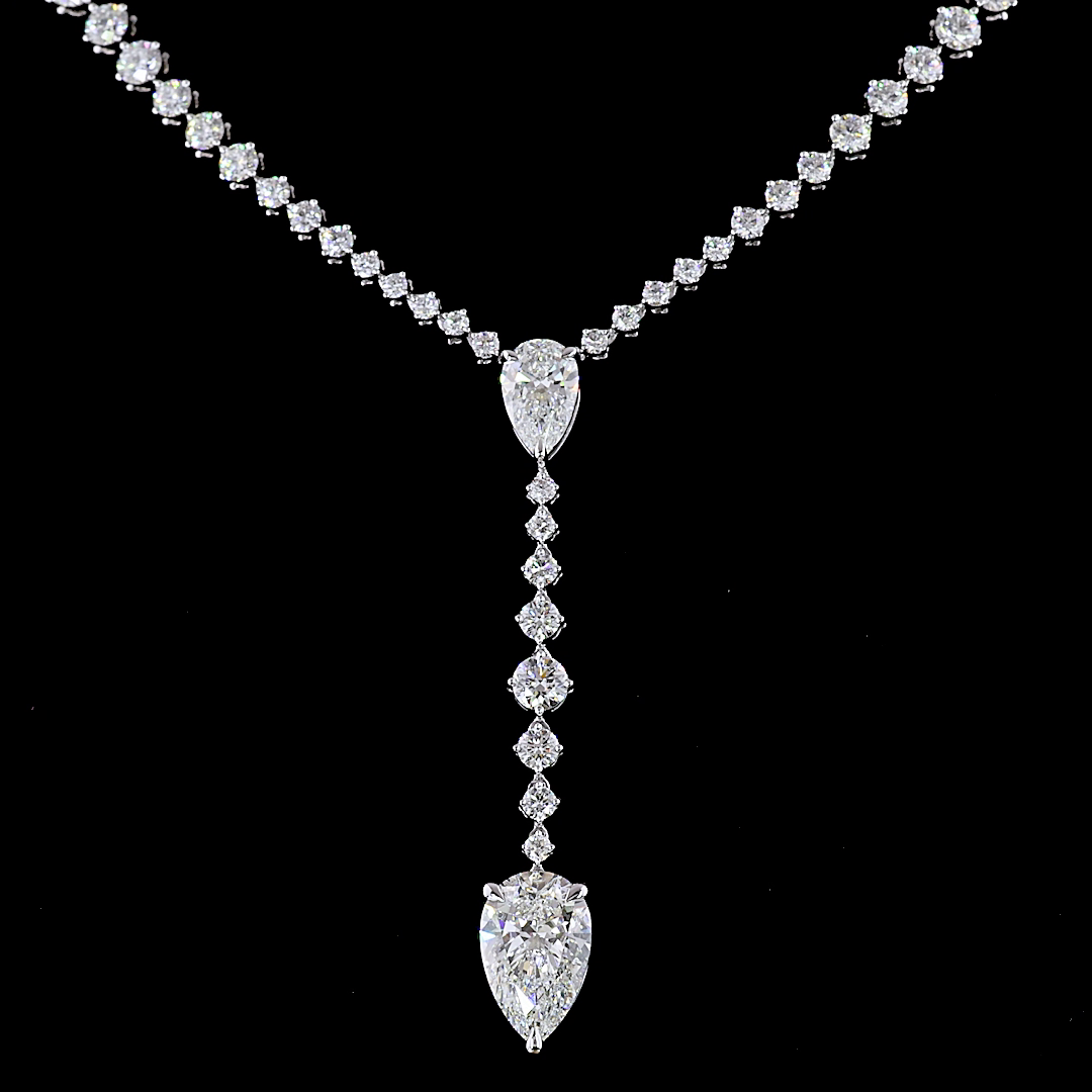 Lab-Grown 9.14 Carat MIX - Diamond 14K White Gold Special Necklace