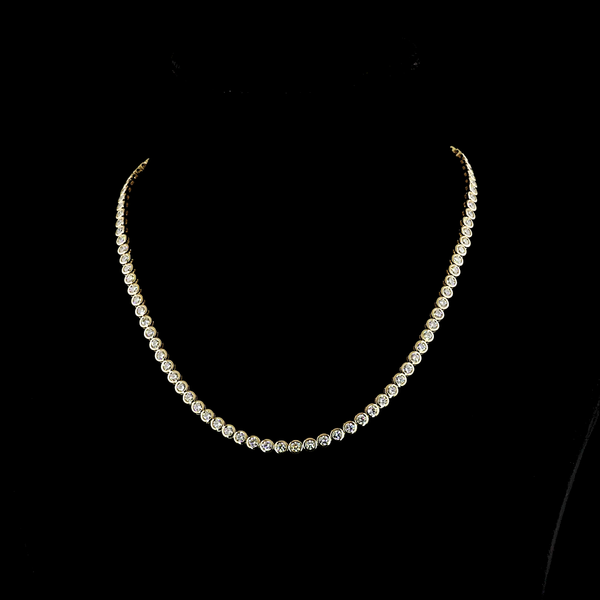 Lab-Grown 10.06 Carat Round - Diamond 14K Yellow Gold Tennis Necklace