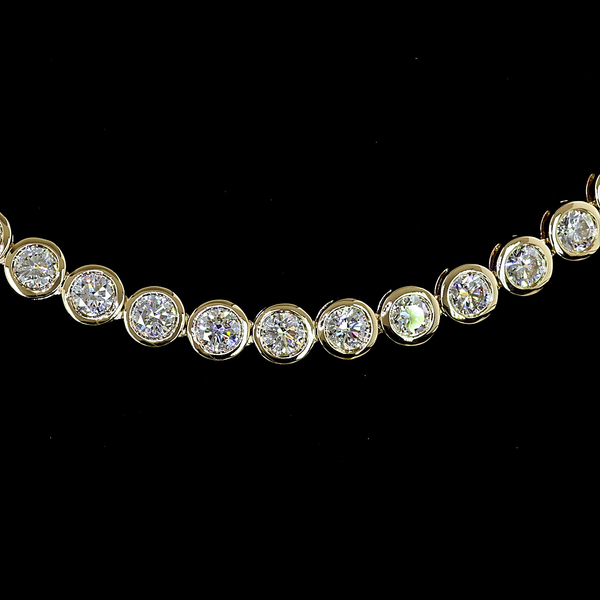 Lab-Grown 10.06 Carat Round - Diamond 14K Yellow Gold Tennis Necklace