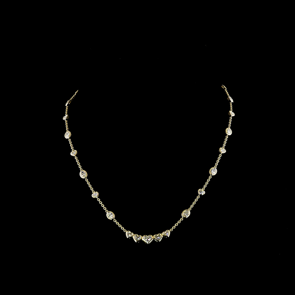 Lab-Grown 4.57 Carat MIX E-VS1 Diamond 14K Yellow Gold Station Necklace