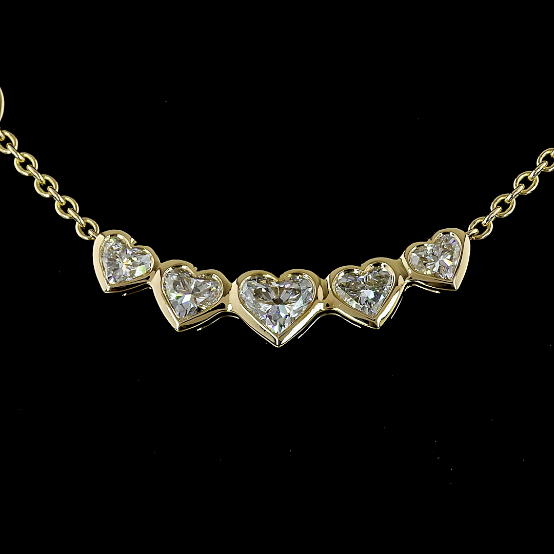 Lab-Grown 4.57 Carat MIX E-VS1 Diamond 14K Yellow Gold Station Necklace