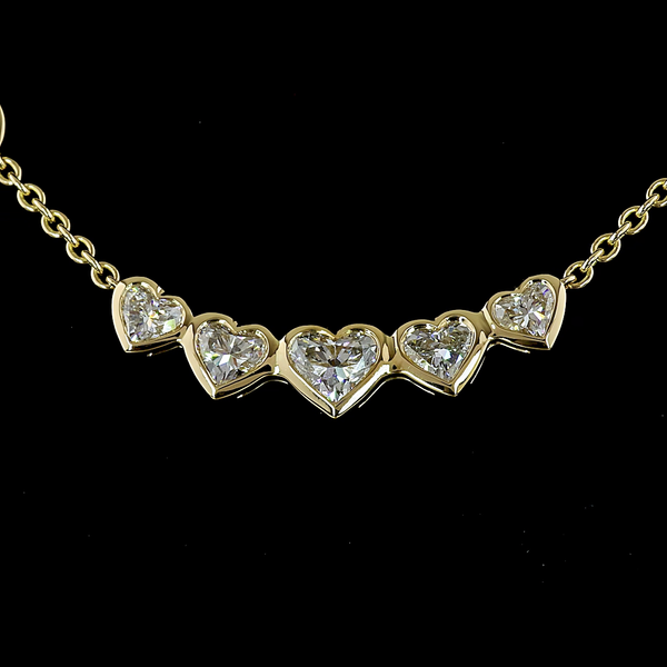 Lab-Grown 4.57 Carat MIX E-VS1 Diamond 14K Yellow Gold Station Necklace