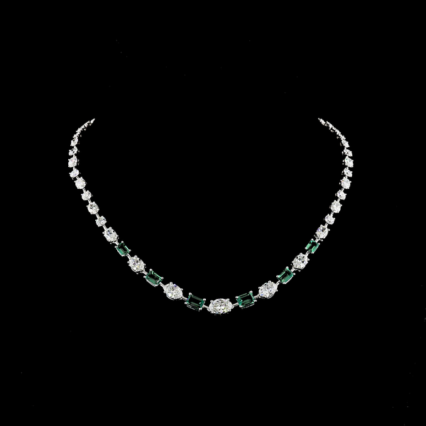 Lab-Grown 14.81 Carat MIX - Diamond 14K White Gold Station Necklace