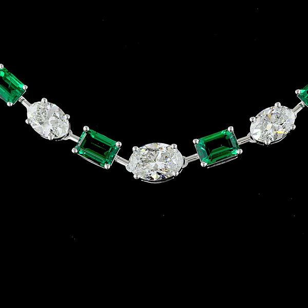 Lab-Grown 14.92 Carat MIX - Diamond 14K White Gold Station Necklace