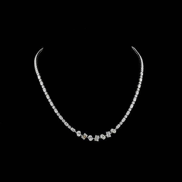 Lab-Grown 9.9 Carat MIX - Diamond 14K White Gold Tennis Necklace
