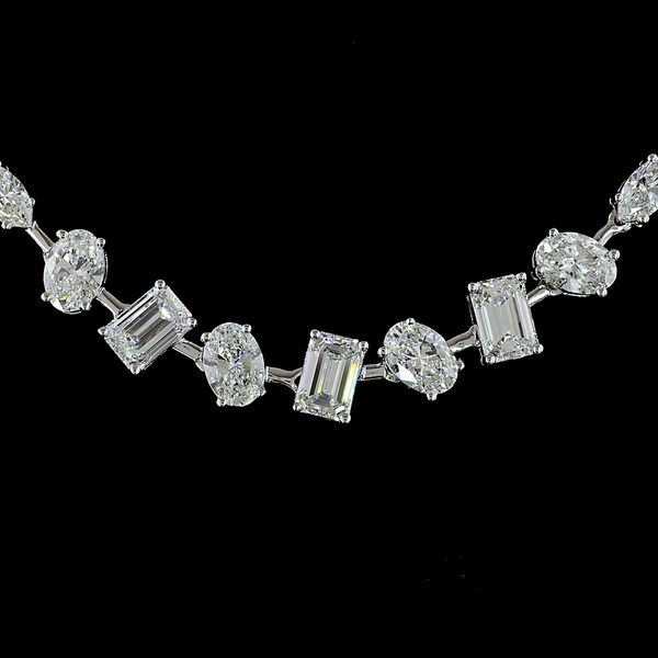 Lab-Grown 9.9 Carat MIX - Diamond 14K White Gold Tennis Necklace