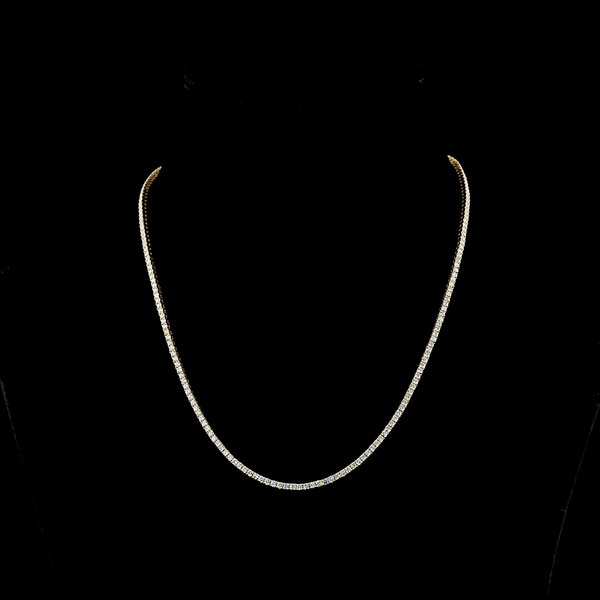 Lab-Grown 5.09 Carat Round E-VS Diamond 14K Yellow Gold Tennis Necklace