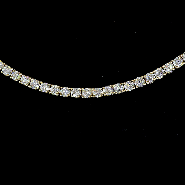 Lab-Grown 5.09 Carat Round E-VS Diamond 14K Yellow Gold Tennis Necklace
