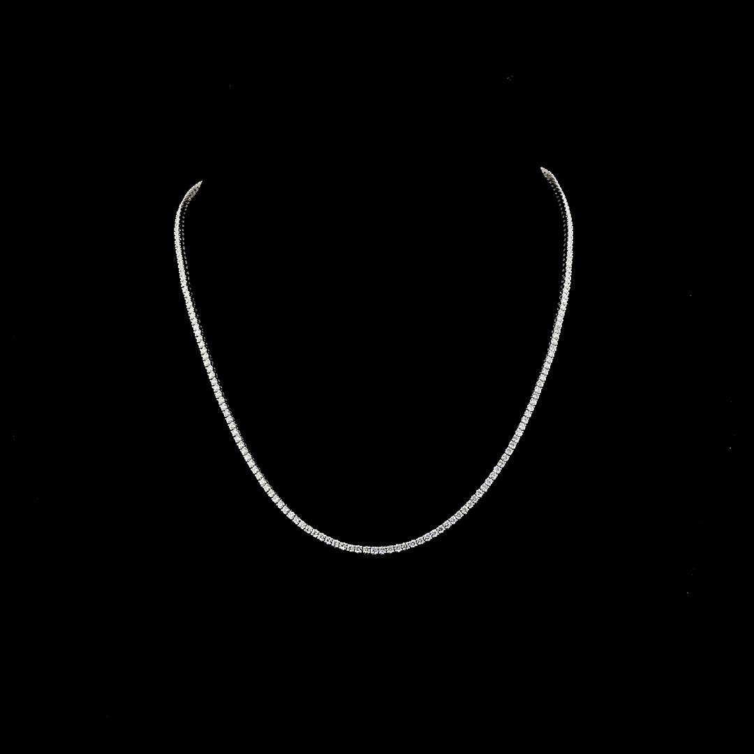 Lab-Grown 5.24 Carat Round E-VS2 Diamond 14K White Gold Tennis Necklace
