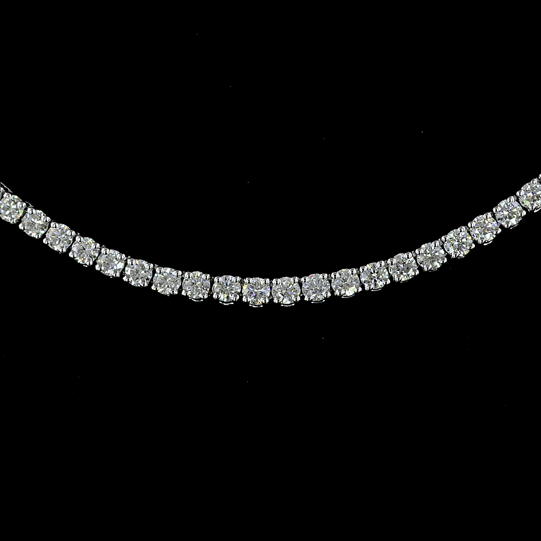Lab-Grown 5.24 Carat Round E-VS2 Diamond 14K White Gold Tennis Necklace