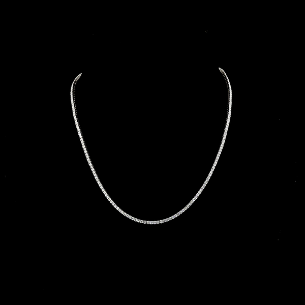 Lab-Grown 5.28 Carat Round E-VS Diamond 14K White Gold Tennis Necklace