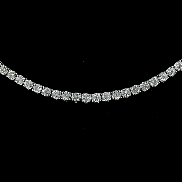 Lab-Grown 5.28 Carat Round E-VS Diamond 14K White Gold Tennis Necklace