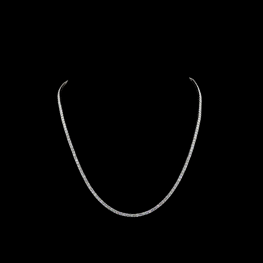 Lab-Grown 6.77 Carat Round - Diamond 14K White Gold Tennis Necklace