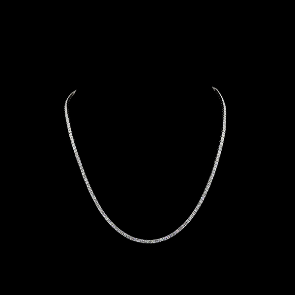 Lab-Grown 6.76 Carat Round - Diamond 14K White Gold Tennis Necklace