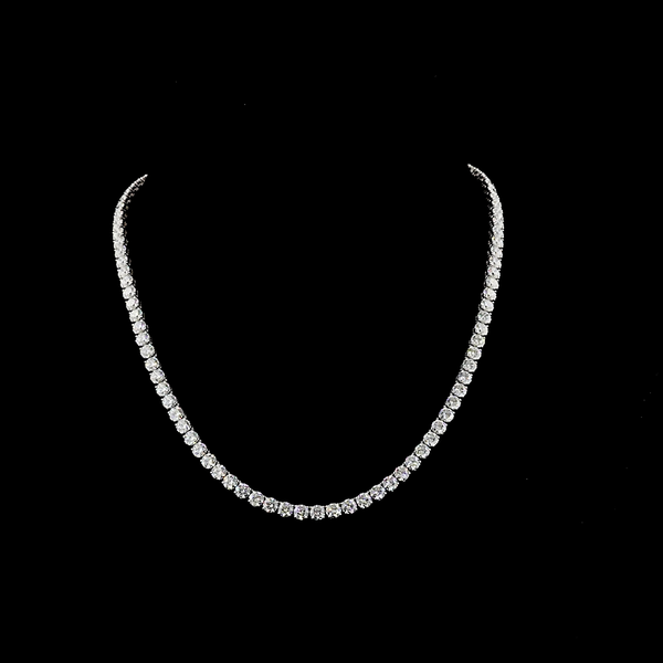 Lab-Grown 6.63 Carat Round - Diamond 14K White Gold Tennis Necklace