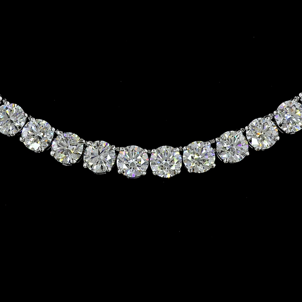 Lab-Grown 6.63 Carat Round - Diamond 14K White Gold Tennis Necklace