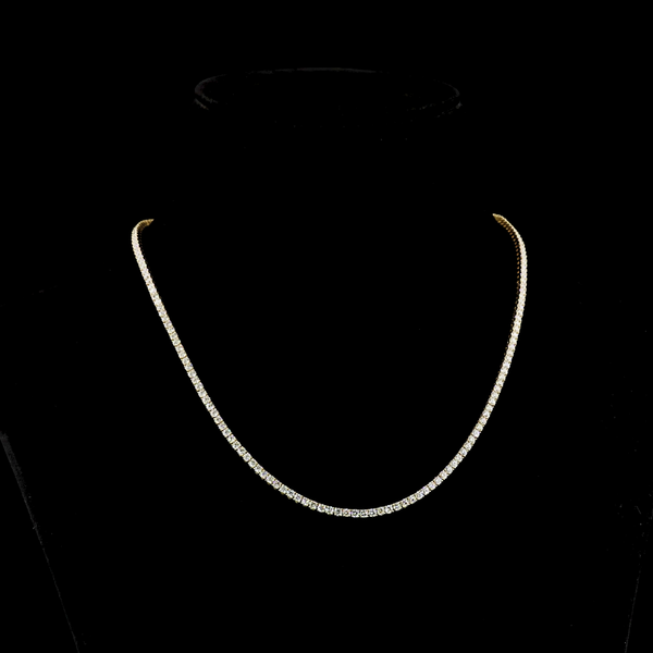 Lab-Grown 6.88 Carat Round E-VS Diamond 14K Yellow Gold Tennis Necklace