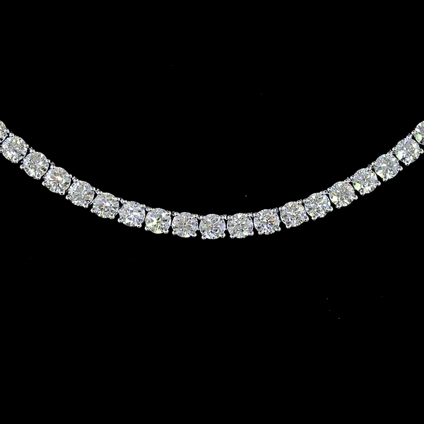 Lab-Grown 9.26 Carat Round E-VS1 Diamond 14K White Gold Tennis Necklace