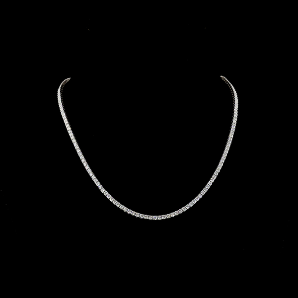 Lab-Grown 9.46 Carat Round - Diamond 14K White Gold Tennis Necklace