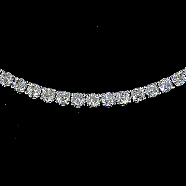 Lab-Grown 9.46 Carat Round - Diamond 14K White Gold Tennis Necklace