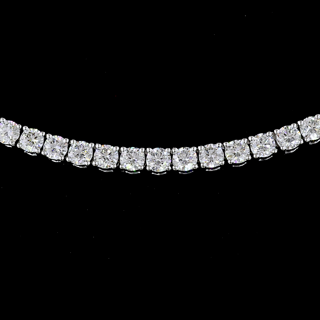 Lab-Grown 8.08 Carat Round E-F- Diamond 14K White Gold Tennis Necklace