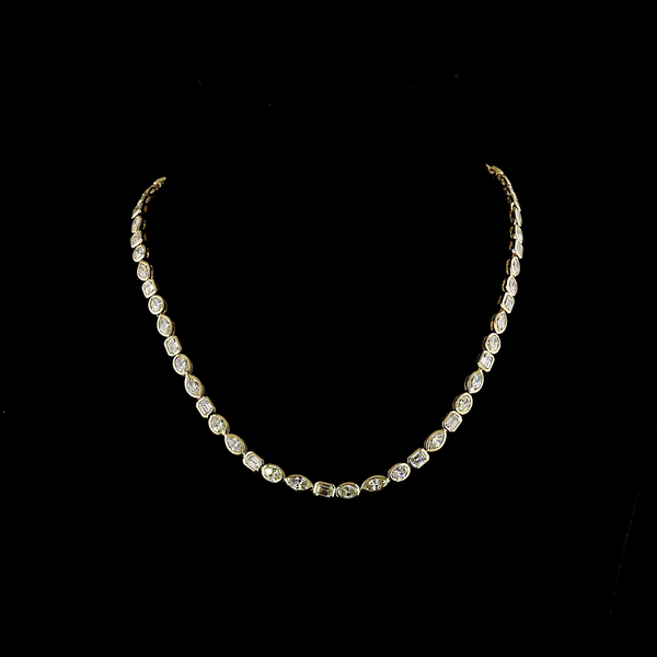 Lab-Grown 18.34 Carat MIX - Diamond 14K Yellow Gold Tennis Necklace