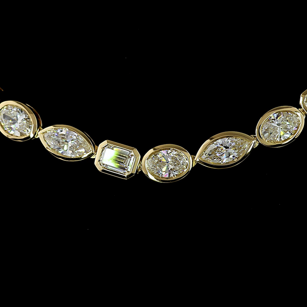 Lab-Grown 18.34 Carat MIX - Diamond 14K Yellow Gold Tennis Necklace