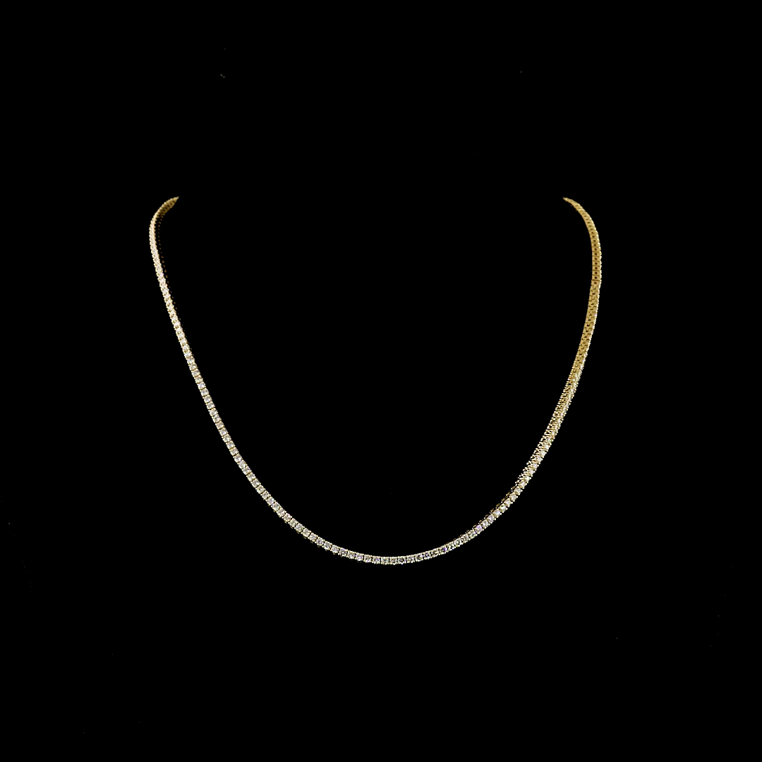 Lab-Grown 4.7 Carat Round - Diamond 14K Yellow Gold Tennis Necklace