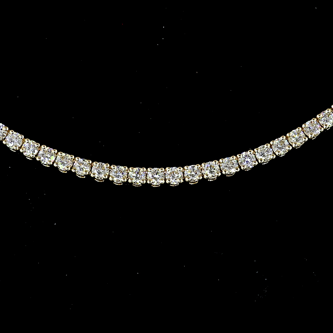 Lab-Grown 4.7 Carat Round - Diamond 14K Yellow Gold Tennis Necklace