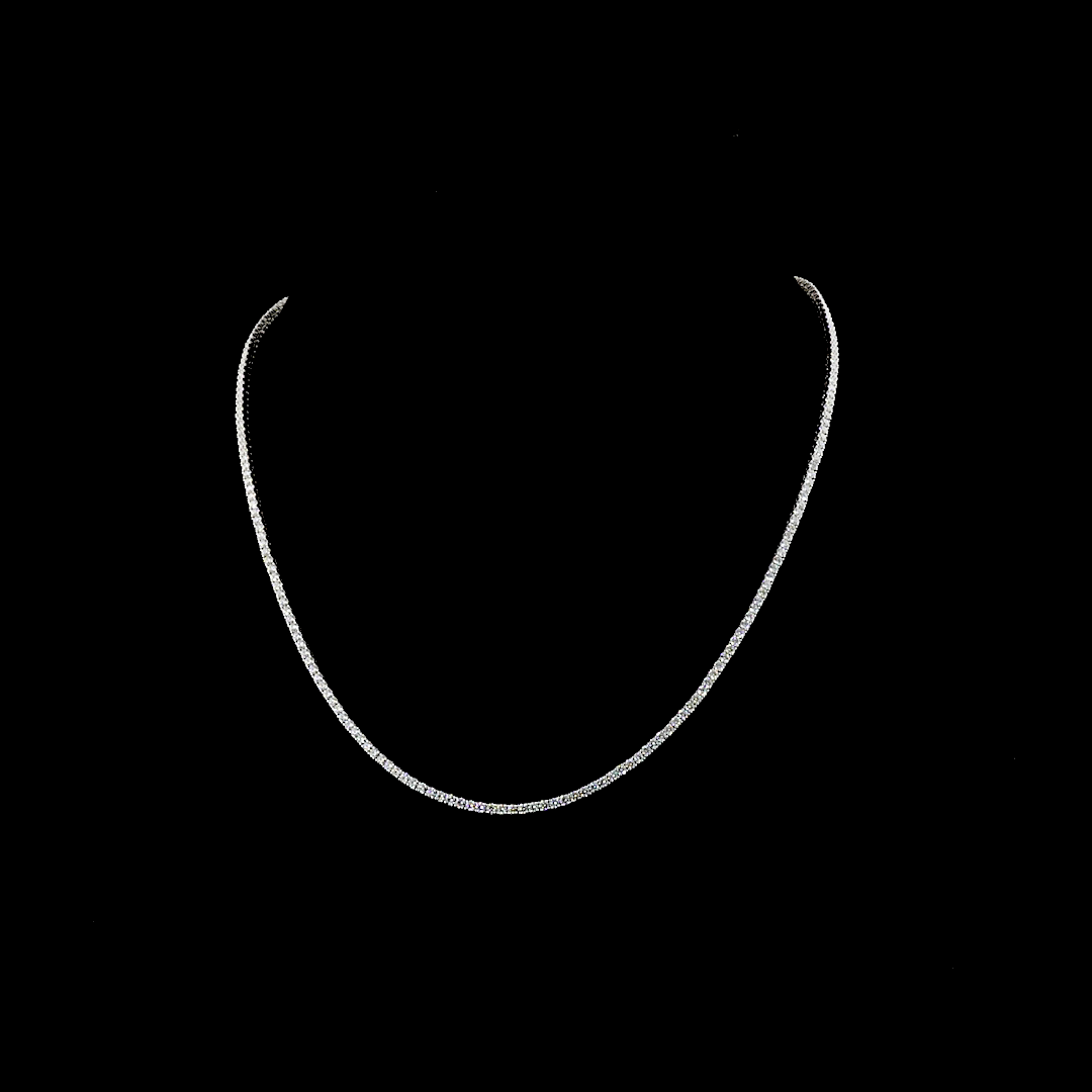 Lab-Grown 4.68 Carat Round E-VS Diamond 14K White Gold Tennis Necklace