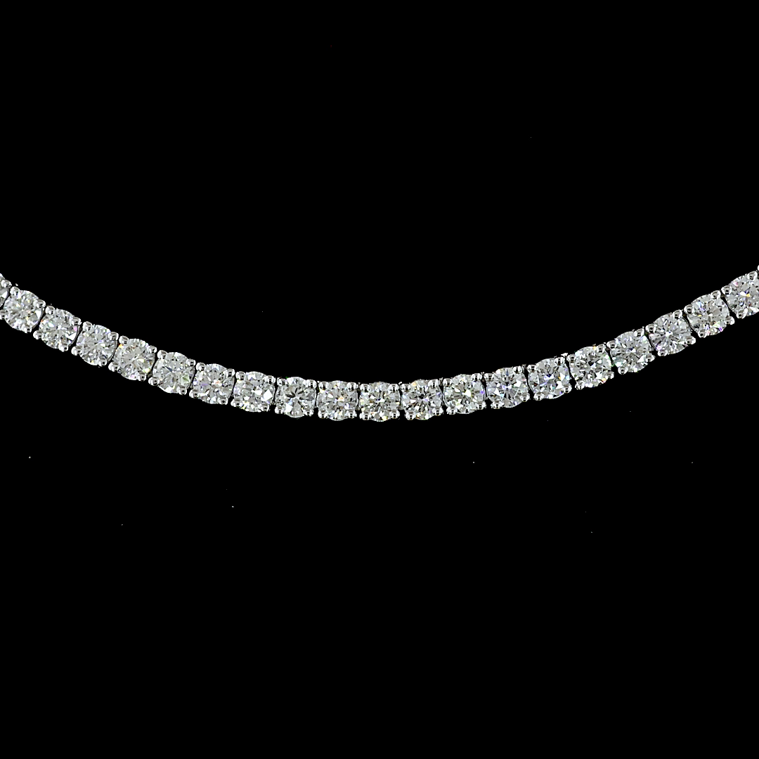 Lab-Grown 4.68 Carat Round E-VS Diamond 14K White Gold Tennis Necklace
