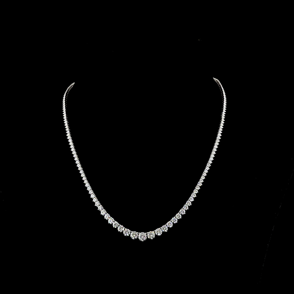 Lab-Grown 10.02 Carat Round E-VS Diamond 14K White Gold Riviera Necklace