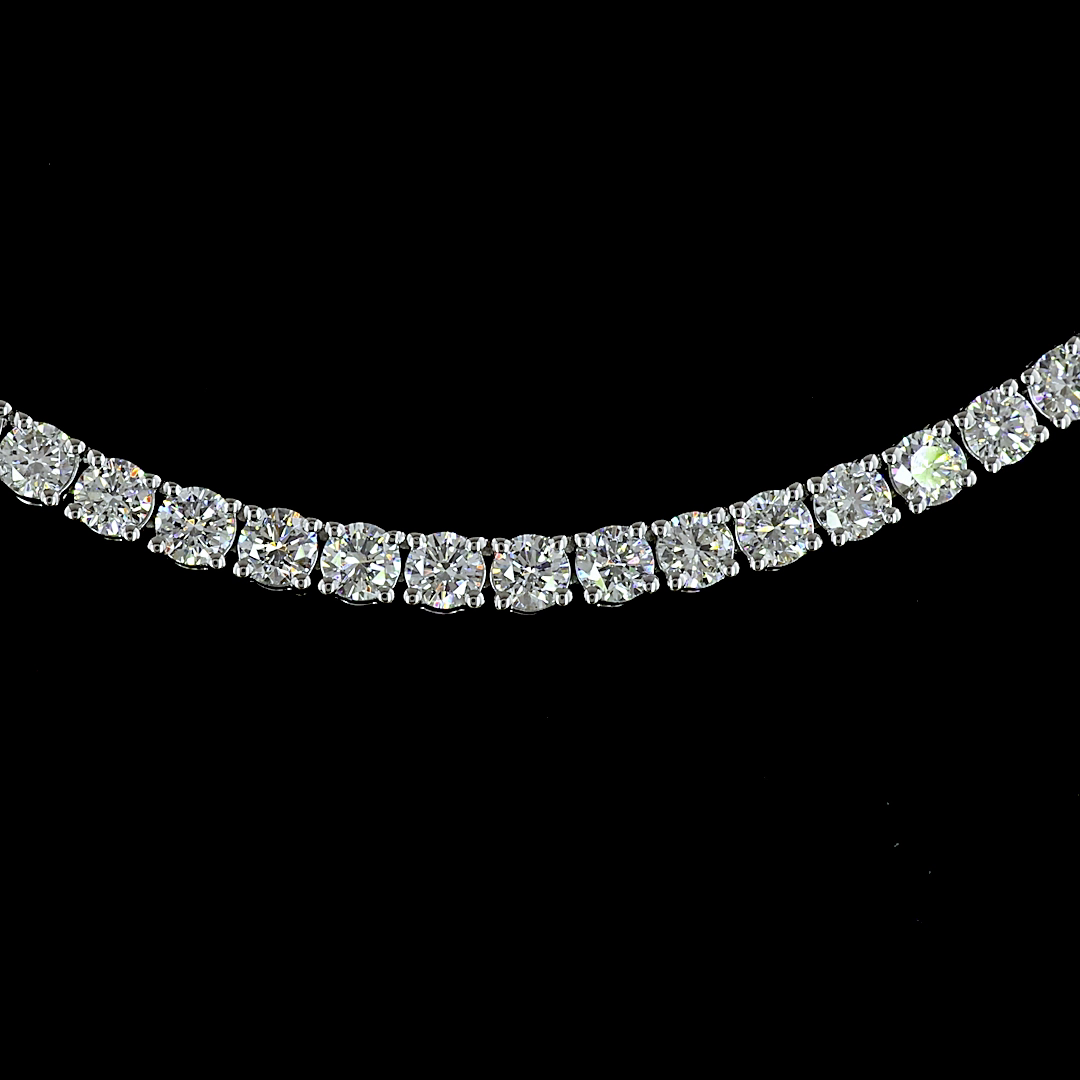 Lab-Grown 6.83 Carat Round E-VS Diamond 14K White Gold Tennis Necklace