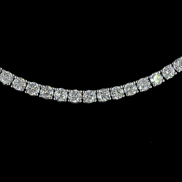 Lab-Grown 6.83 Carat Round E-VS Diamond 14K White Gold Tennis Necklace