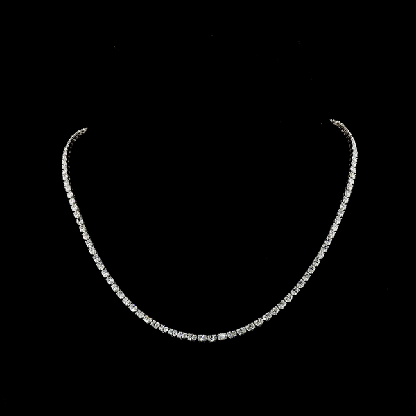Lab-Grown 10.21 Carat Oval E-VS Diamond 14K White Gold Tennis Necklace