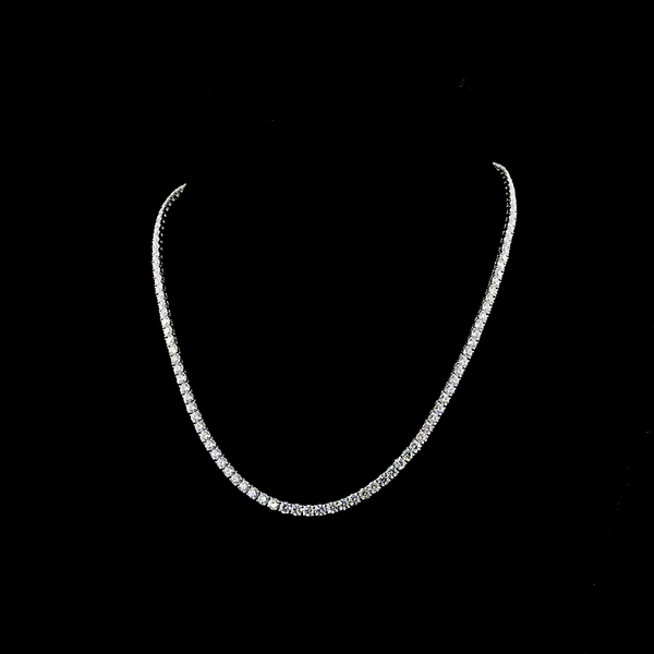 Lab-Grown 15.18 Carat Round E-VS Diamond 14K White Gold Tennis Necklace