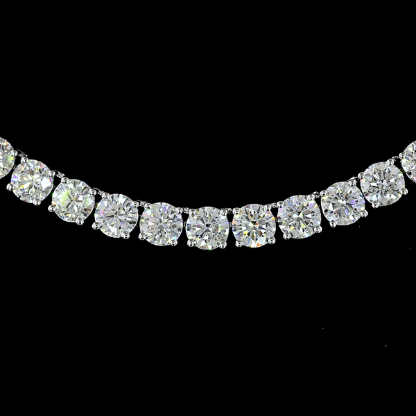 Lab-Grown 15.18 Carat Round E-VS Diamond 14K White Gold Tennis Necklace