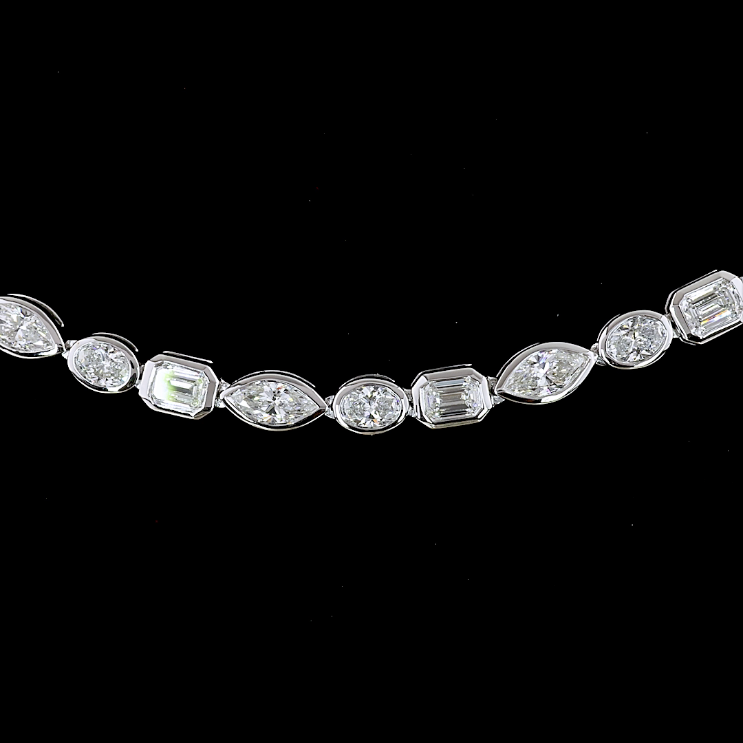Lab-Grown 8.96 Carat Emerald E-VS Diamond 14K White Gold Tennis Necklace