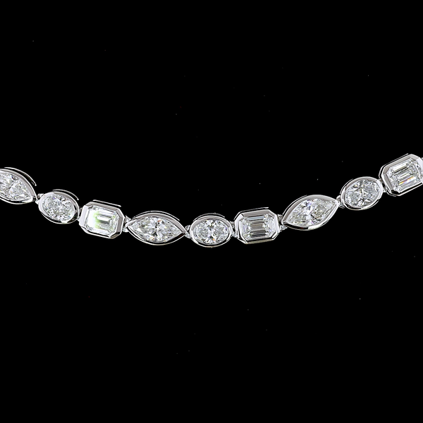 Lab-Grown 8.96 Carat Emerald E-VS Diamond 14K White Gold Tennis Necklace