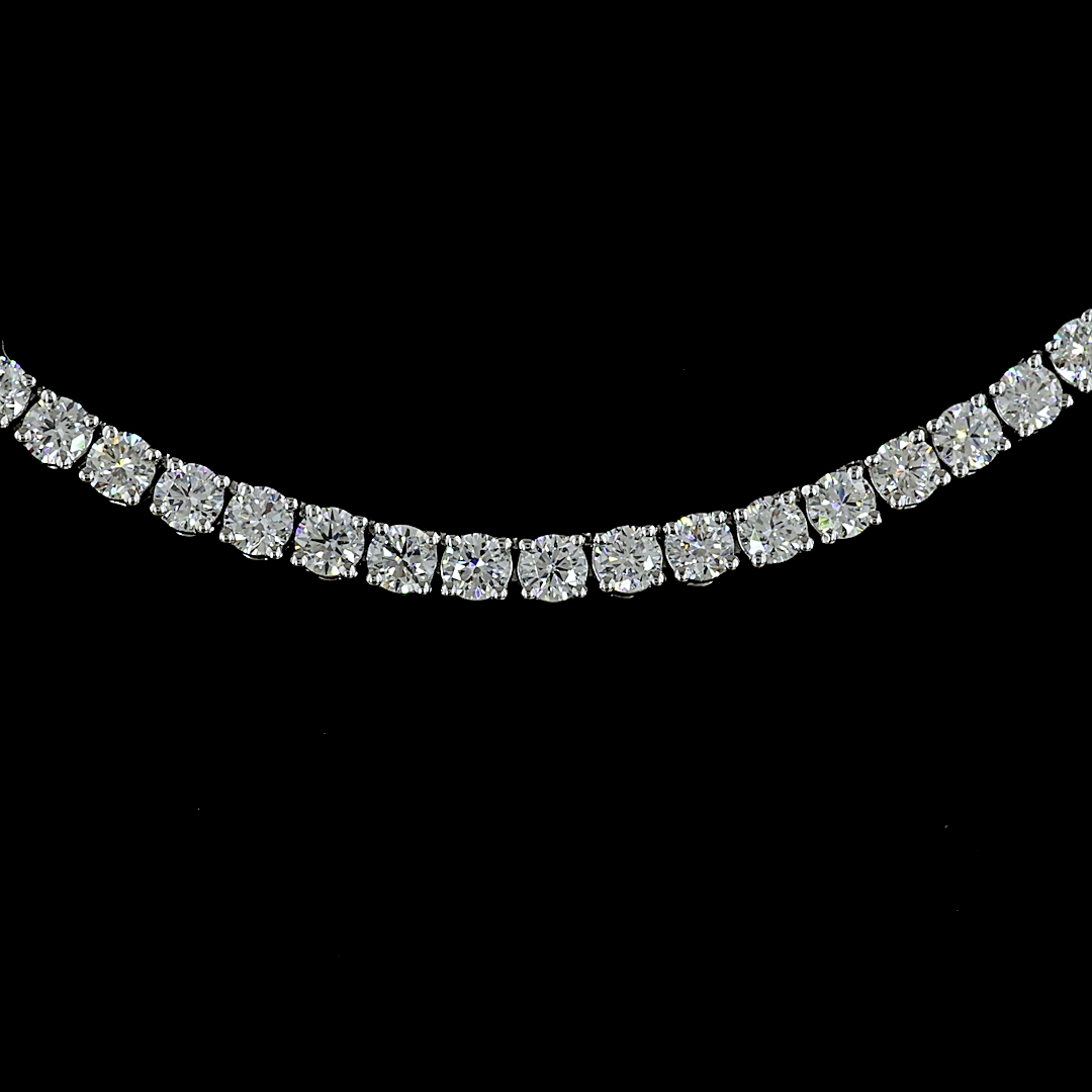 Lab-Grown 7 Carat Round E-VS Diamond 14K White Gold Tennis Necklace